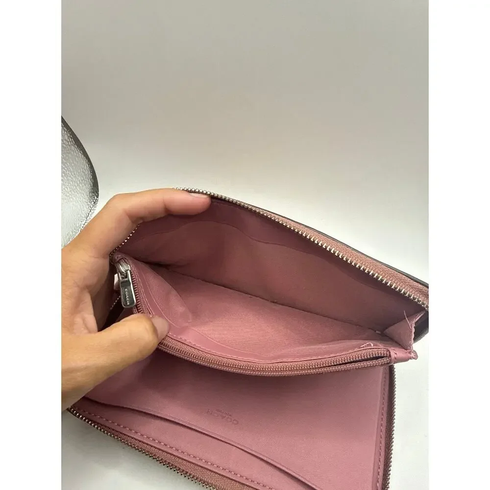 Coach Large Phone Wallet With Dandelion Floral Print Style 2877 Pink Wristlet